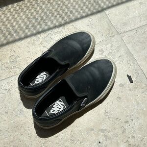 Black leather slip on vans